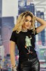 U838-1 Tricou casual cu imprimeu text, L/XL, M, M/L, S/M