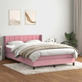 vidaXL Pat box spring cu saltea, roz, 140x220 cm, catifea 3318158