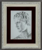 Ares &ndash; desen &icirc;n creion, bust clasic masculin inspirat din sculptura greacă