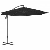 Umbrelă suspendată cu st&acirc;lp din oțel, negru, 300 cm, vidaXL