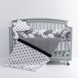 Lenjerie MyKids 6 piese Gray-White fara baldachin 120x60 cm