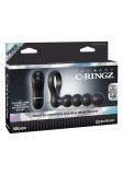 Inel penis cu vibratii, stimulator anal si telecomanda wireless DOUBLE, FANTASY C-RINGZ