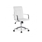 Scaun birou ergonomic, HM Porto 2, mecanism de balans, brate tapitate, cadru cromat, 100 kg, alb