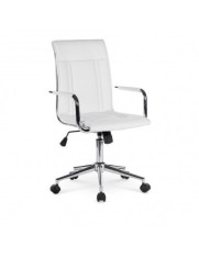 Scaun birou ergonomic, HM Porto 2, mecanism de balans, brate tapitate, cadru cromat, 100 kg, alb