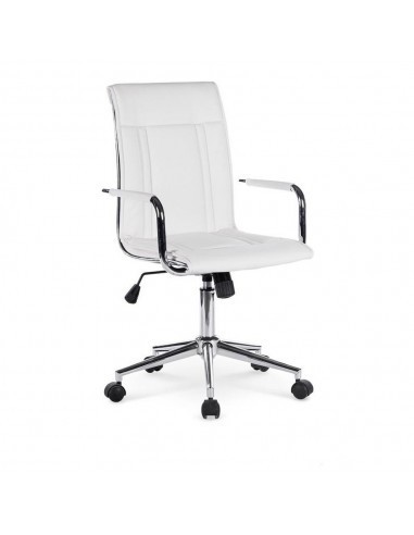 Scaun birou ergonomic, HM Porto 2, mecanism de balans, brate tapitate, cadru cromat, 100 kg, alb