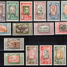 Etiopia 1919, Mi #64-78**, fauna, animale, elefant, leu, strut, MNH! Cota 58 €!