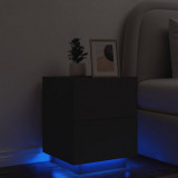 Noptiera cu lumini LED, negru, lemn prelucrat GartenMobel Dekor, vidaXL