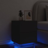 Noptiera cu lumini LED, negru, lemn prelucrat GartenMobel Dekor, vidaXL