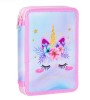 Penar Scoala Echipat Dublu Lila Unicorn Fete: Pix, Creion, Ascutitoare, Radiera, Rigla, Creioane Colorate, Carioci