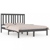 Cumpara ieftin Cadru de pat, gri, 200x200 cm, lemn masiv de pin
