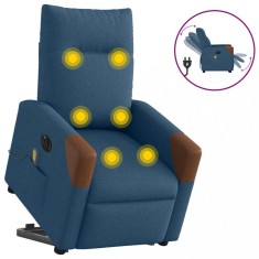 vidaXL Fotoliu electric masaj rabatabil cu ridicare, albastru, textil 3324036