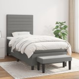 vidaXL Pat box spring cu saltea, gri &icirc;nchis, 80x200 cm, textil