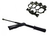 Set Autoaparare: Baston Telescopic Negru 47cm + Box Rozeta Craniu. Otel, Husa Curea, Compact 20cm