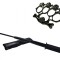 Set baston telescopic flexibil negru maner tip tonfa 47 cm + box,rozeta craniu negru