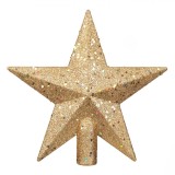 V&acirc;rf Brad Crăciun, Stea Aurie, Glitter, Mărgele, 22 cm, Oem