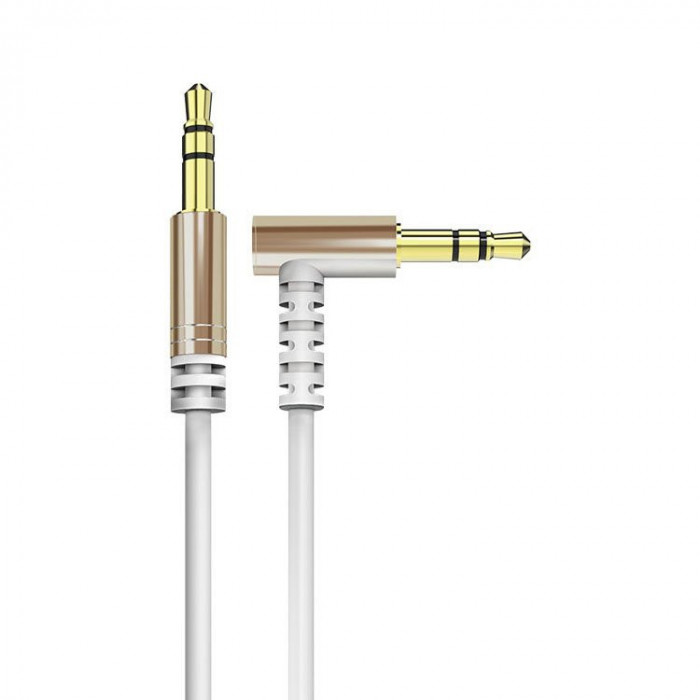 Cablu &icirc;nclinat Dudao Mini Mufă AUX 3,5 Mm Cablu 1m Alb (L11 Alb) DUDAO CABLE L11 WHITE