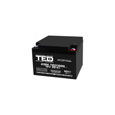 Acumulator AGM VRLA 12V 26A dimensiuni 165mm x 175mm x h 126mm M5 TED Battery Expert Holland TED003638 (1) foto