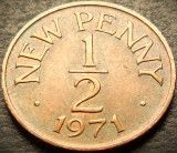 Cumpara ieftin Moneda exotica 1/2 NEW PENNY - GUERNSEY, anul 1971 * cod 2998, Europa