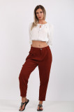 Pantaloni cu betelie elastica Pull&amp;Bear, L, Maro