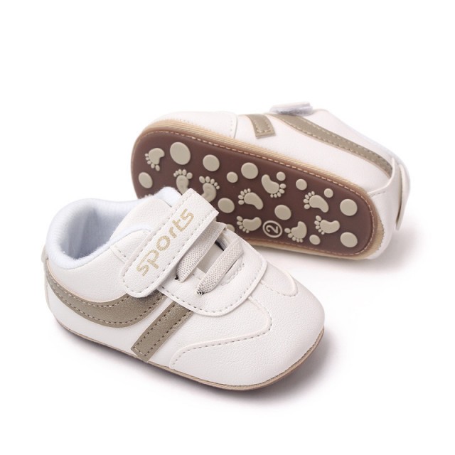 Adidasi albi cu dungi kaky - Sports (Marime Disponibila: 3-6 luni (Marimea 18