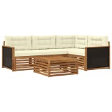 vidaXL Set de canapele de exterior 5 pcs Natural și Crem 3383313