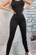 R864-1 Pantaloni casual tip colanti cu talie medie si strasuri