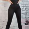 R864-1 Pantaloni casual tip colanti cu talie medie si strasuri