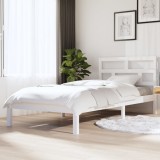 VidaXL Cadru de pat, alb, 90x200 cm, lemn masiv de pin