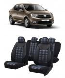 Cumpara ieftin Set huse scaune compatibile Dacia Logan 2012-2020 Piele + Textil (Compatibile cu sistem AIRBAG)