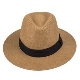 Pălărie Panama din paie, Unisex, Mărimea 59, Naturală cu Banda Neagră, CMCLASS