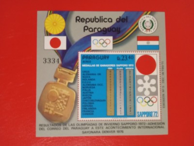 PARAGUAY, SAPPORO - COLIȚĂ MNH foto