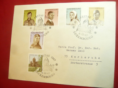 Plic FDC cu serie Caritas 1967 - Printi -Luxemburg ,6 val. foto