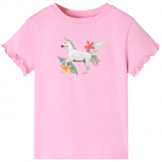 Tricou pentru copii cu mâneci scurte, roz aprins 140