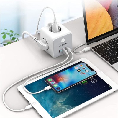 Prelungitor tip cub Tessan TS-301-C, 3 prize, 2 X USB A, 1 X USB-C, cablu 1.5m foto
