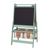 Tablă pentru copii 3 &icirc;n 1 AIYAPLAY cu 2 containere, șevalet de artă din lemn pentru copii 3-8 ani, 54x46,5x93cm, de culoare verde | Aosom Romania