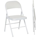 HOMCOM Set de 2 Scaune Pliabile, Scaune Moderne cu Perne din Poliester pentru Acasă și Birou, 45x46x78 cm, Alb | Aosom Romania