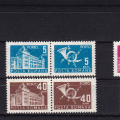 ROMANIA 1967 PORTO DUBLE CULORI SCHIMBATE FILIGRAN R.P.R. SERIE MNH