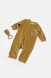 Salopeta Elefant BabyCosy Maneca Lunga Mustar Bumbac Organic 12-18 Luni