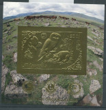 MONGOLIA 1993 FAUNA FLUTURI BUFNITE URSI CAI GOLD FOIL, Nestampilat