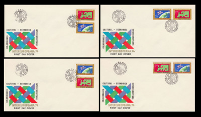 1974 Romania - FDC Colaborarea Intereuropeana x 4 varietati pozitionare, LP 845 foto