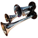 Claxon electropneumatic cu 3 goarne cromate 12/24V - 30cm Garage AutoRide