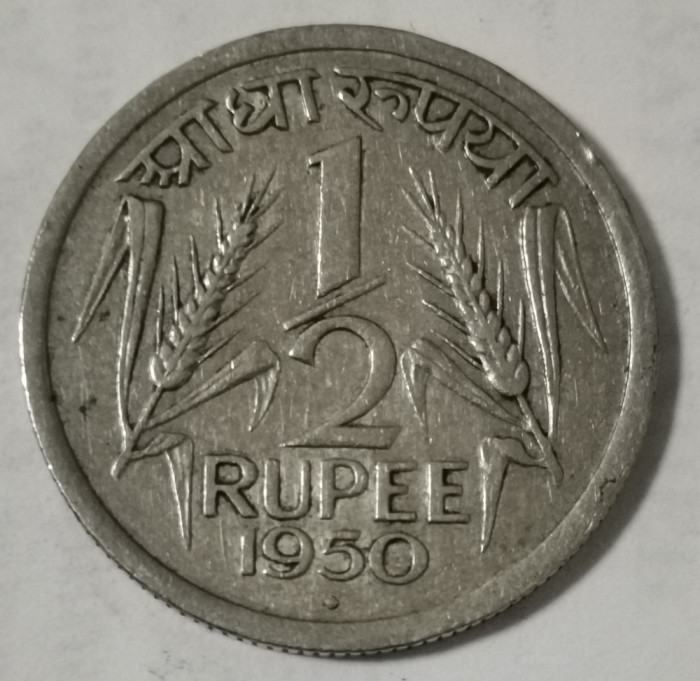 SV * India 1/2 RUPIE * HALF RUPEE 1950 * Administratia Britanica post WWII