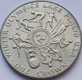 1 Crown 1980 Isle of Man / Insula Man, Lake Placid Winter Olympics, km#64