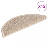 Cumpara ieftin Covorașe pentru scări, 15 buc., 56x17x3 cm, bej deschis, semirotunde