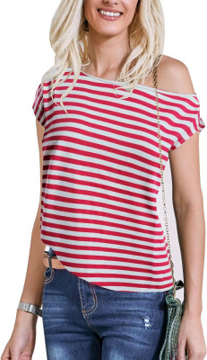 Oco Femei &amp;#039;80 Off Shoulder Topuri M&amp;acirc;necă scurtă Casual Loose Fit Bluză tricou foto