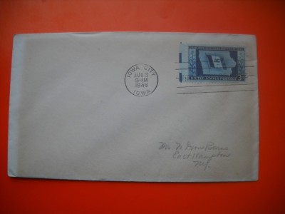 HOPCT PLIC S FDC NR 756 STATUL IOWA 1946-DRAPEL -SUA -CIRCULAT foto