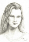 G15. Grafica in creion, Portret fata tanara, hartie A4, Tinerete, Arta, Bucurii