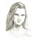 G15. Grafica in creion, Portret fata tanara, hartie A4, Tinerete, Arta, Bucurii