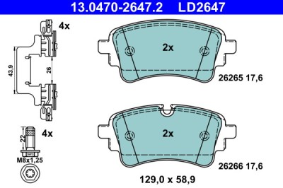 ATE 13.0470-2647.2 ATE Ceramic set placute frana,frana disc foto