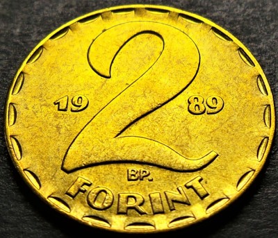 Moneda 2 FORINTI - RP UNGARA / UNGARIA COMUNISTA, anul 1989 *cod 1858 B = A.UNC foto